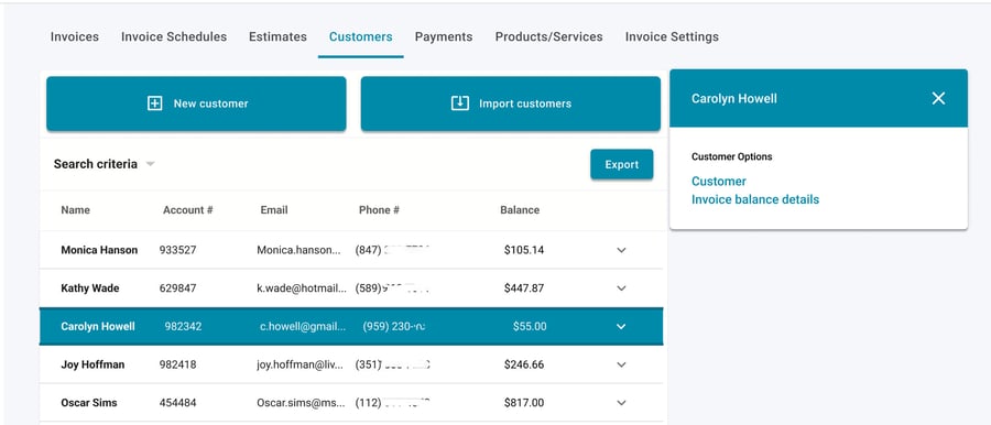 View your customer's invoice payment history