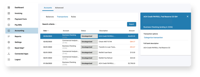 Accounting-categorize transactions